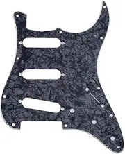 Musiclily Pro 11-Hole 62 Strat SSS Guitar Pickguard for MIJ JPN Japan Stratocaster, 4Ply Black Pearl