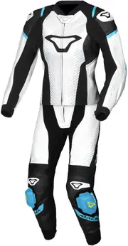 Macna Tronniq perforated Ladies Two Piece Motorcycle Leather Suit, black-white-blue, Size 42 for Women Black White Blue