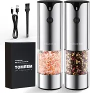 Electric Salt & Pepper Grinder Set Rechargeable W/ 6 Adjustable Coarseness