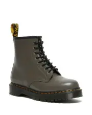 P-1450953 New Dr. Martens Khaki Grey 1460 Bex Leather Platform Boots Size 42
