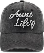 [Splash Brothers Customized] Funny 3D Embroidered Aunt Life Hat for Women, Adjustable Cotton Auntie Gifts Baseball Cap