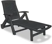 Sun Lounger, Outdoor Sun Lounge Patio Chaise Lounge Reclining Chair Recliner Chair Sun Lounger with Footrest Plastic Anthracite