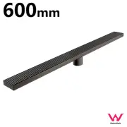 Gun Metal Grey 600mm Short Stripe Fence Shower Grate Floor Drain 50mm Outlet Set