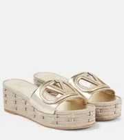 [Valentino Garavani] Valentino Garavani VLogo Signature metallic leather slides AU 8 metallic