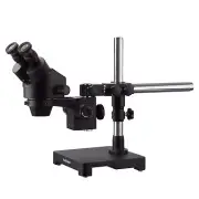 AmScope SM-3BZ 3.5X-90X Stereo Zoom Microscope with Single Arm Boom Stand Black