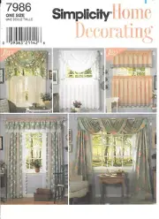 Vintage Uncut Simplicity Sewing Pattern # 7986 Window Treatment in Five Styles