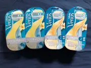 Pack of 4 Gillette Venus Comfortglide Vanilla Creme 3 Blades Razor + 2 Refill Ea