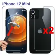 x2 Tempered Glass Screen Protector for Apple iPhone 12 Mini Front and Film Back