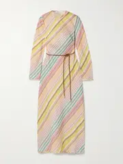 [Zimmermann] Zimmermann - Halliday Belted Striped Linen Maxi Dress - Multi - 0 0 Multi