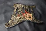 Leather pickguard Custom Hand Tooled Stratocaster "OUTLAW cards " laced