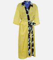 [Dries Van Noten] Dries Van Noten Printed wrap midi dress AU 10 multicoloured