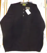CABELAS MENS SWEATER BLACK, LARGE, HEAVY, TIGHT WEAVE, 3 BUTTON. NEW WITH TAGS
