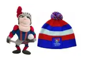 SET OF 2 NEWCASTLE KNIGHTS NRL TEAM MASCOT PLUSH TOY CHARACTER + BABY BEANIE