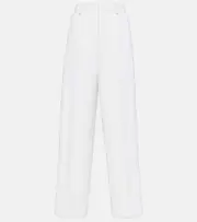 [Ami Paris] Ami Paris High-rise wool-blend wide-leg pants AU 14 white