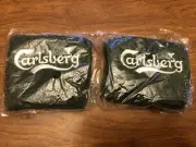 RARE CARLSBERG BEER GREEN SWEATBANDS WRISTBAND PAIR- 2 NEW IN PACKAGE