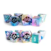 [Metallic Dice Games] Metallic Rainbow Aegis Polyhedral Dice Set 16mm - White Nos.
