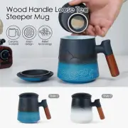 Steeping Tea Cups with Infuser and Lid Artistic Embossed Pattern Ceramic ChHxF