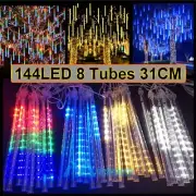 144 LED Solar Lights Meteor Shower Rain Tree String Light Garden Yard Party IP65
