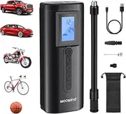 Woowind AP2-P Cordless Tyre Inflator Electric Bike Pump with Digital Pressure Gauge, Rechargeable Car Portable Air Compressor Tyre Pump for Car, Bicycle, Motorcycle, Scooter,Balls