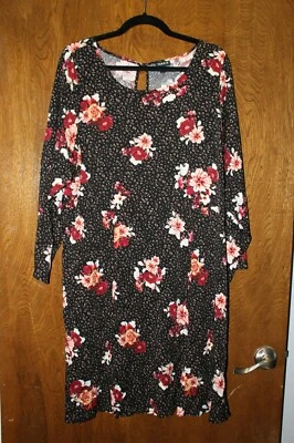 Torrid Plus Size 3X Floral Challis Black Leopard Shift Dress Burgundy Floral