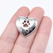 Clearance 8PCS Large Antique Silver Tone I Love My Cat Heart Charm Pendant, Pet
