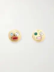 [LOEWE] LOEWE - Pebble Wink Gold-tone Crystal Earrings - One size One size Gold