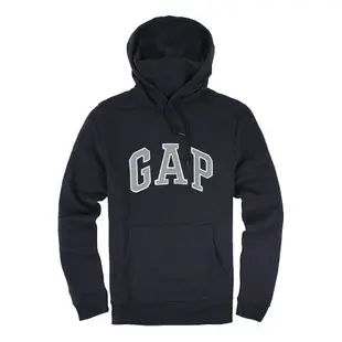 美國百分百【全新真品】GAP 帽T 上衣 外套 長袖 連帽 LOGO 貼布 深藍 現貨 男 M號 E463