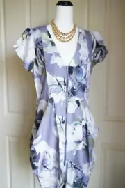 City Chic Dress Plus Size S / 16 Mini Zip Short Floral Grey Short Sleeve Tunic