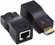 2Pcs HDMI Repeater, HDMI to RJ45 Network Cable Extender Over by Cat 5e / 6 1080p up to 30m Extender Repeater for HDTV HDPC PS4 STB 4K 2K