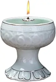 Kerosene Lamp, Oil Lamp Ceramics Buddha Front Light Antioxidant Glass Nightlights Home Lighting Kerosene Lamp Adjustable Fire Control Switch Oil Lamp