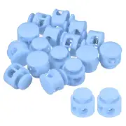 16Pcs 0.6" Dia Cord Locks Double Hole Cord Fastener Blue