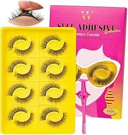 Self Adhesive Eyelashes Lash Clusters 8 Pairs Reusable Adhesive Eyelashes,No Glue Needed,No Sticky Residue Lashes with Tweezers for Diy Lashes Extension at Home by WLFRHD(Star,D-Mix10-14mm Kit)