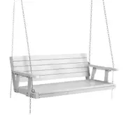 Porch Swing Bench Outdoor Furniture Wooden Chair 3 Seater - White