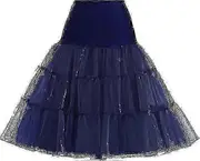 50s Petticoat Skirt Rockabilly Dress Crinoline Tutu Underskirts For Women - JA blue S