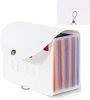 GIOD Accordion File Organizer, Expandable Folder with Cover 24 Pockets,Portable File Organizer Box with Color Labels to Store and Hold Documents,Tickets,Receipts,Cards,A4 Stationery Standard (White)