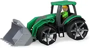 Lena 04517 Truxx Front, Commercial Approx. 34 cm, Robust Tractor with Shovel and Fully Articulated Figure, for Children from 2 Years, Toy Vehicle, Green/Black