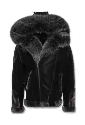 JORDAN CRAIG (MENS) BLACK MOTO SHEARLING JACKET