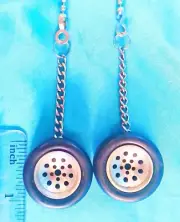 Set of Two ~ Black Tire Wheel Car ~ Ceiling Fan Pulls