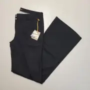 $338 New ROBERT GRAHAM Women's Luna PANTS Size 8 MEDIUM Cotton Rayon Black Flare