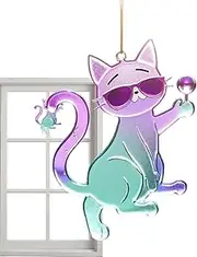 Cat Sun Catcher for Window | Pet Hangable Decor - Colorful Acrylic Wall Art Memorial Decor Kitchen Living Room Window Panels Display