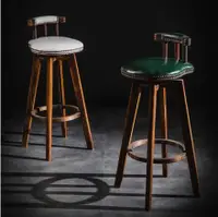 在飛比找樂天市場購物網優惠-實木碳化吧台椅美式旋轉酒吧椅前台高腳椅子創意高腳吧台凳子家用