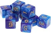 Dickly Set of 10 Vibrant D6 Six-Sided Dice for Board Game Fun, Blue, 16mm