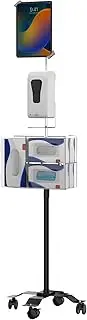 Compact Security Stand - CTA Secure Gooseneck Floor Stand with Sanitizing Station & Automatic Soap Dispenser for, iPad 7th/ 8th/ 9th Gen 10.2" & Other 7-13" Tablets (PAD-SCGSST)