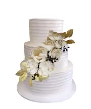 Gold Leaf Navy Blue & White Sola Wood Wedding Cake Flowers Garland Topper Decor