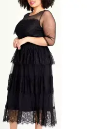 Taking Shape TS Evening Event Cocktail Mesh Lace Tier Dress 18 20 L XL BN rrp229