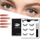 3Pairs Magnetic Eyelashes With Eyeliner And Tweezer False Natural Lashes Set &