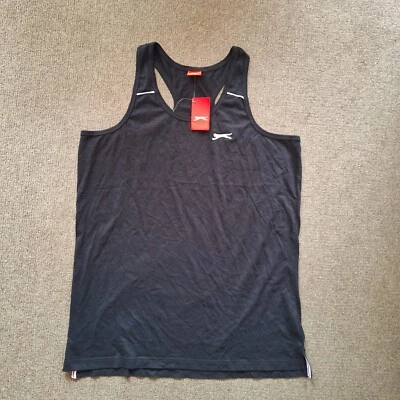New Slazenger Mens XL Muscle Top Singlet Tank Black Shirt Gym Training Exercise