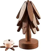 Tree Trivets Set, Trivets Teapots Coaster, Tree Shaped Beech Wood Multifunctional Ornaments, 3 Wooden Trivet and 1 Stand Trivet for Hot Dishes/Pot/Bowl/Teapot/Hot Pot