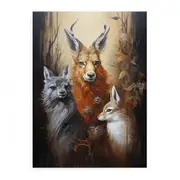 Three Animal Modern Art Canvas Print