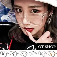 在飛比找momo購物網優惠-【OT SHOP】眼鏡框 平光眼鏡 圓框細框T字金屬裝飾設計